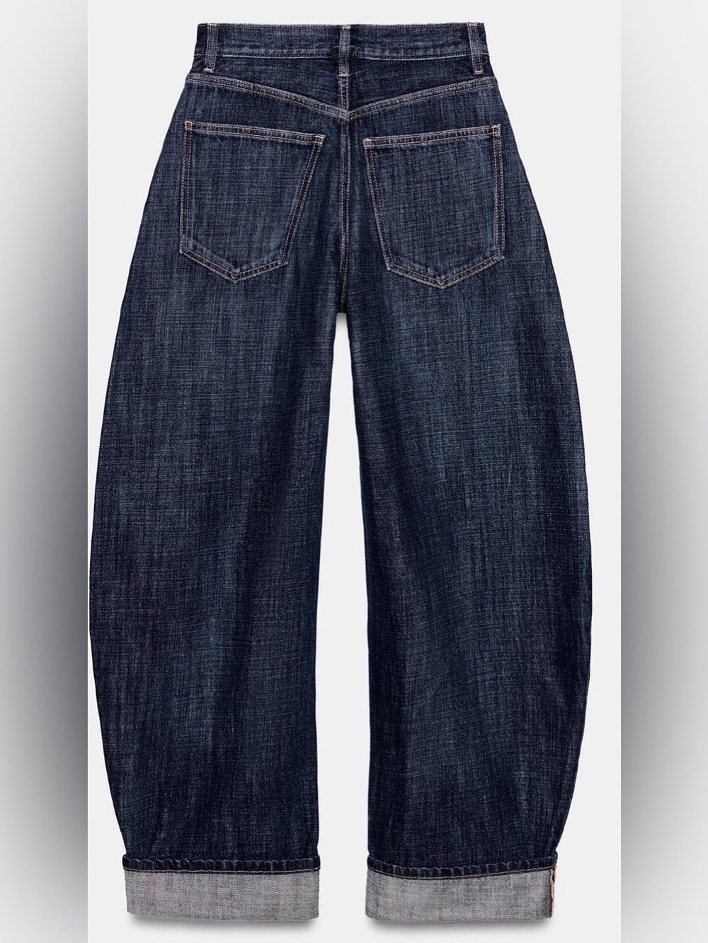 NWT Zara Mid-rise Barrel Folded Dark Indigo Jeans size US 12 (31) - Picture 4 of 8